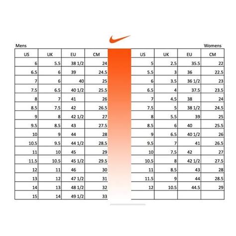 af1 shoes size chart